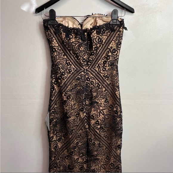 Bariano Lulus Allison Black Nude Lace Strapless evening gown maxi dress bustier - Picture 8 of 16